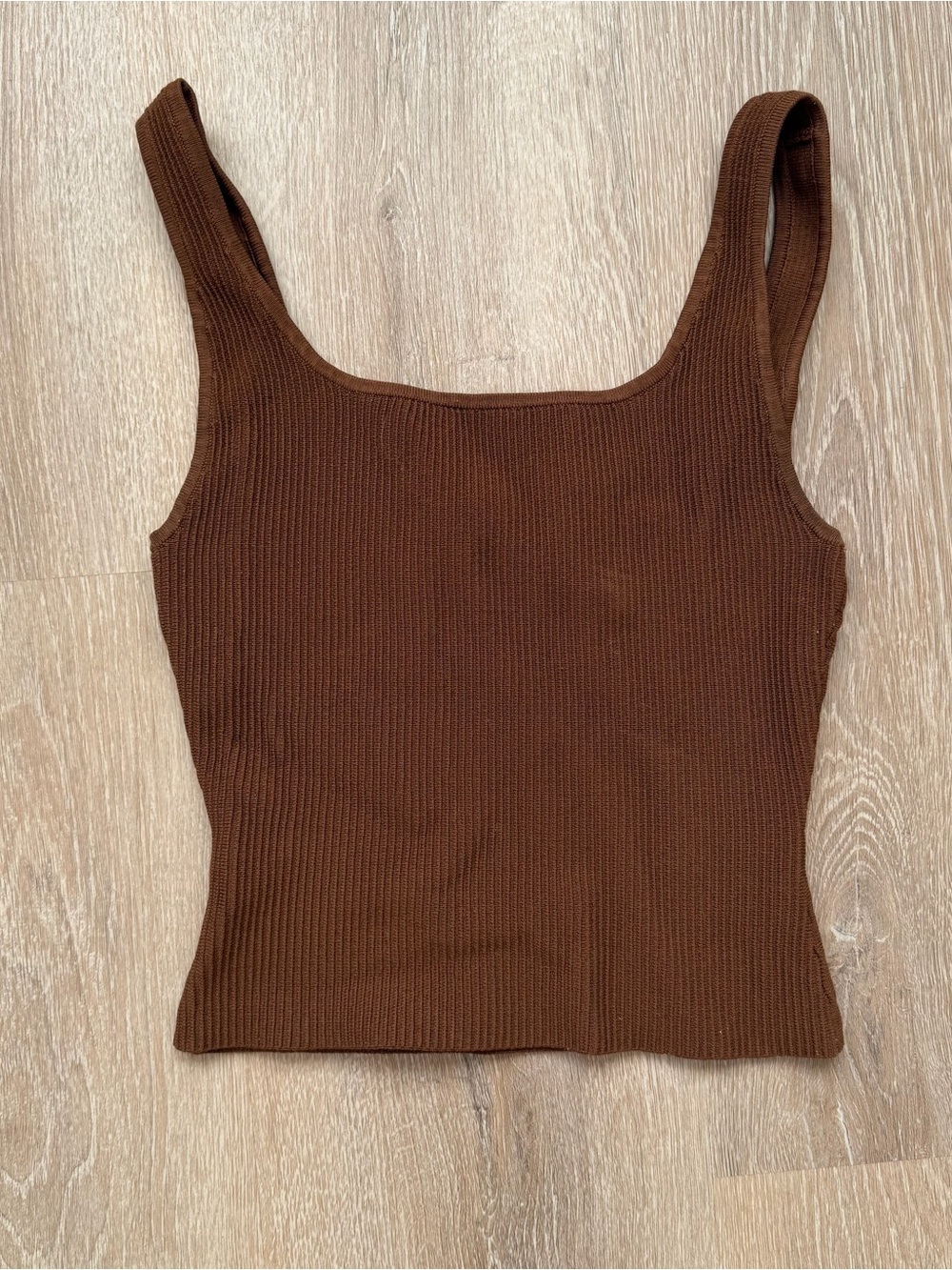 Babaton Sculpt Square-Neck Tank Top - Chocolate Brown